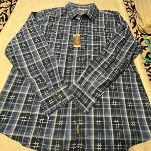 Wrangler Retro Premium Men's Long Sleeve Blue Button Down Western NEW Shirt. 3XT